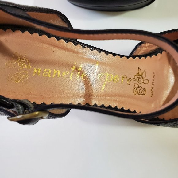 Nanette Lepore platform black bow heels shoes 8.5 y2k boho - Picture 3 of 6